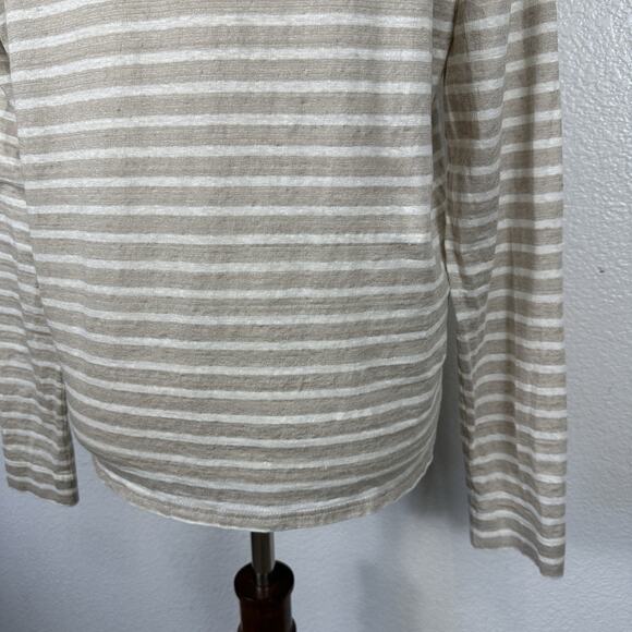Jenni Kayne Saint James Top Women Small Oatmeal Striped Linen Rue Tee Preppy - Picture 11 of 16